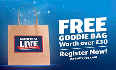 Free Screwfix Ticket & Goodie Bag (Worth £30)