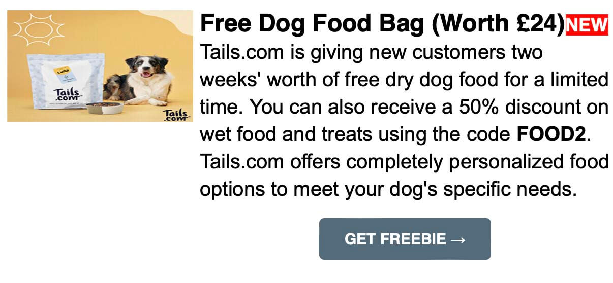 Free Dog Food Bag (Worth £24)