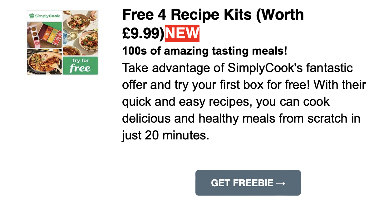 Free 4 Recipe Kits (Worth £9.99)