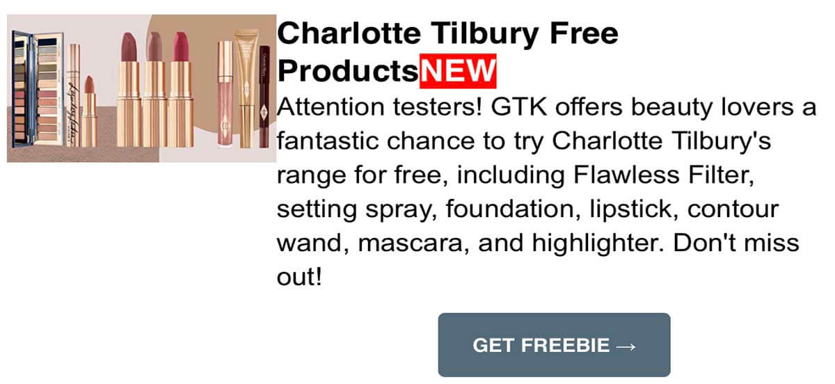 Charlotte Tilbury Free Products