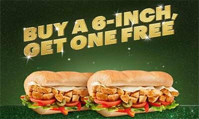 Buy One, Get One Free on 6-inch Subs at Subway